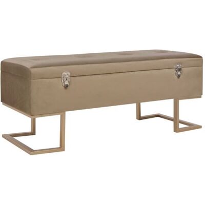Banquette en Velours Beige avec Rangement - Mobilier Salon - Publicité Banquette en Velours Beige avec Rangement - Mobilier Salon - Publicité