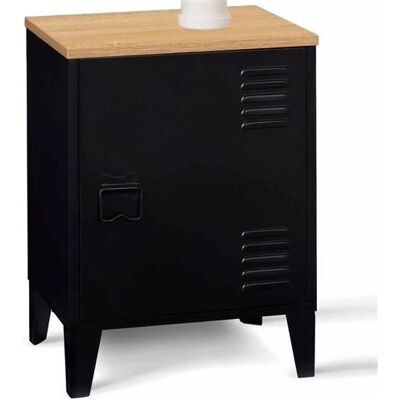 IDMARKET - Chevet style industriel avec plateau en hêtre et porte en métal noir - Chevet - Publicité IDMARKET - Chevet style industriel avec plateau en hêtre et porte en métal noir - Chevet - Publicité
