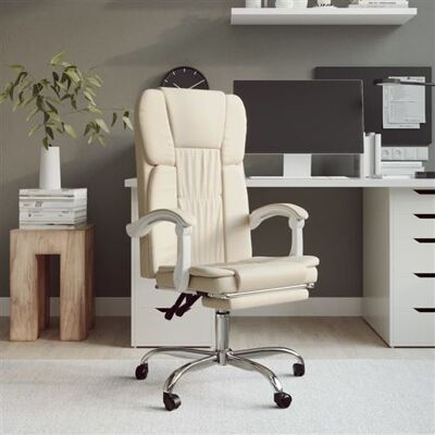 Chaise de bureau inclinable crème similicuir vidaXL - Publicité Chaise de bureau inclinable crème similicuir vidaXL - Publicité