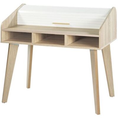 Simmob Bureau Dos d'âne Vintage Rideau Blanc - 0 Tiroir - L 104 x l 60 x H 95 cm marron - Publicité Simmob Bureau Dos d'âne Vintage Rideau Blanc - 0 Tiroir - L 104 x l 60 x H 95 cm marron - Publicité