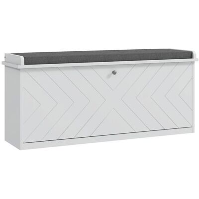 Non communiqué Banc à chaussures style graphique motif chevrons - coussin déhoussable inclus - blanc gris Blanc - Publicité Non communiqué Banc à chaussures style graphique motif chevrons - coussin déhoussable inclus - blanc gris Blanc - Publicité