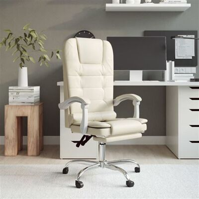 Chaise de bureau MAISONCHIC avec massage - Reclinable, Cuir Crème - Publicité Chaise de bureau MAISONCHIC avec massage - Reclinable, Cuir Crème - Publicité