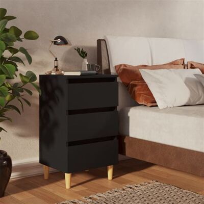 Table de nuit vidaXL avec pieds en bois massif - Niche de chambre noire - Publicité Table de nuit vidaXL avec pieds en bois massif - Niche de chambre noire - Publicité