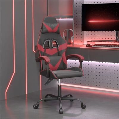 Chaise gaming Vidaxl en cuir synthétique noir et rouge vin - Chaise de jeu - Publicité Chaise gaming Vidaxl en cuir synthétique noir et rouge vin - Chaise de jeu - Publicité