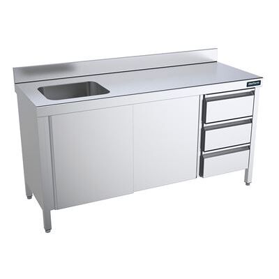 Non communiqué Table de Travail Inox avec Portes, Tiroirs et Bac à Gauche Gamme 700 Distform 1 - Publicité Non communiqué Table de Travail Inox avec Portes, Tiroirs et Bac à Gauche Gamme 700 Distform 1 - Publicité