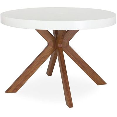 Non communiqué Table ronde extensible bois blanc et pieds métal Marine 110/160/210/260 cm Blanc - Publicité Non communiqué Table ronde extensible bois blanc et pieds métal Marine 110/160/210/260 cm Blanc - Publicité
