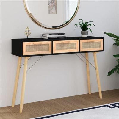 Non communiqué Table console Noir 105x30x75 cm Bois massif pin rotin naturel Noir - Publicité Non communiqué Table console Noir 105x30x75 cm Bois massif pin rotin naturel Noir - Publicité