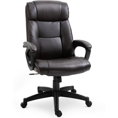 HOMCOM Fauteuil de bureau chaise de bureau ergonomique réglable roulettes pivotant 360° revêtement synthétique PU 64 x 73 x 106-115,5 cm chocolat Marron - Publicité HOMCOM Fauteuil de bureau chaise de bureau ergonomique réglable roulettes pivotant 360° revêtement synthétique PU 64 x 73 x 106-115,5 cm chocolat Marron - Publicité