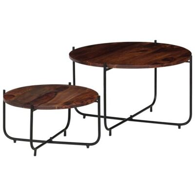 vidaXL Ensemble de 2 Tables Basses en Bois Massif - Publicité vidaXL Ensemble de 2 Tables Basses en Bois Massif - Publicité
