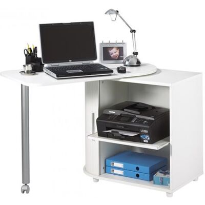 Simmob Bureau Informatique Blanc et Table Pivotante - http 800 - L 105 x l 55 x H 74.7 cm Blanc - Publicité Simmob Bureau Informatique Blanc et Table Pivotante - http 800 - L 105 x l 55 x H 74.7 cm Blanc - Publicité