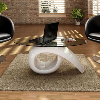 vidaXL Table basse en verre oval en haute brillance - Table de salon - Publicité vidaXL Table basse en verre oval en haute brillance - Table de salon - Publicité