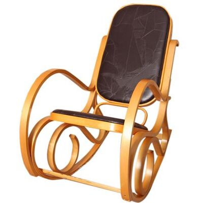 Fauteuil à bascule Mendler M41 - Cuir et Bois - Publicité Fauteuil à bascule Mendler M41 - Cuir et Bois - Publicité