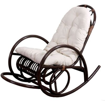 Non communiqué Rocking-chair fauteuil à bascule MENDLER HWC-C40, bois marron, avec coussin Blanc - Publicité Non communiqué Rocking-chair fauteuil à bascule MENDLER HWC-C40, bois marron, avec coussin Blanc - Publicité