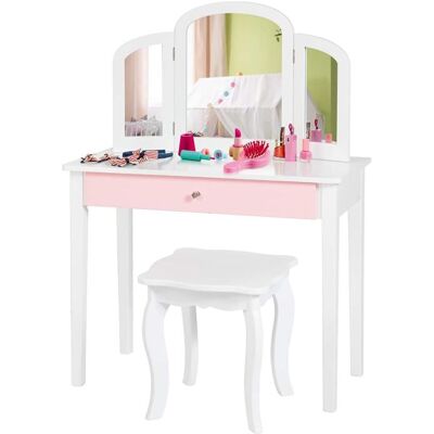 Non communiqué Coiffeuse GIANTEX pour Enfants 2 en 1 avec Miroir Amovible et Pliable, 1 Grand Tiroir Style Princesse Blanc Blanc - Publicité Non communiqué Coiffeuse GIANTEX pour Enfants 2 en 1 avec Miroir Amovible et Pliable, 1 Grand Tiroir Style Princesse Blanc Blanc - Publicité