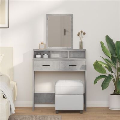 Coiffeuse en MDF gris avec tiroirs - Tables de maquillage - Publicité Coiffeuse en MDF gris avec tiroirs - Tables de maquillage - Publicité