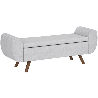 Non communiqué Banc coffre design - banquette avec rangement - dim. 132 x 42 x 50 cm - piètement bois tissu gris clair Gris - Publicité Non communiqué Banc coffre design - banquette avec rangement - dim. 132 x 42 x 50 cm - piètement bois tissu gris clair Gris - Publicité