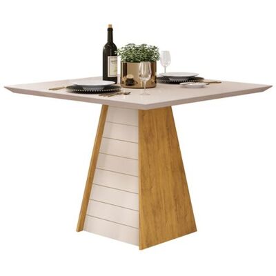 Non communiqué Table à Manger 4 Places Carrée Chêne et Blanc Dessus Verre L 90 H 80.7 cm - L 90 x l 90 x H 80.7 cm Blanc - Publicité Non communiqué Table à Manger 4 Places Carrée Chêne et Blanc Dessus Verre L 90 H 80.7 cm - L 90 x l 90 x H 80.7 cm Blanc - Publicité