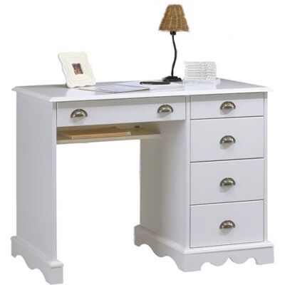 Beaux Meubles Pas Chers Bureau 5 Tiroirs Blanc Style Anglais L 100 H 74.7 P 58.3 cm - L 100 x l 58.3 x H 74.7 cm Blanc - Publicité Beaux Meubles Pas Chers Bureau 5 Tiroirs Blanc Style Anglais L 100 H 74.7 P 58.3 cm - L 100 x l 58.3 x H 74.7 cm Blanc - Publicité