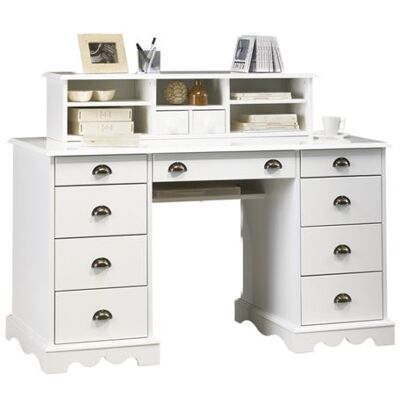 Beaux Meubles Pas Chers Grand Bureau Blanc Bureau du Notaire - L 137.5 x l 58.3 x H 99.7 cm Blanc - Publicité Beaux Meubles Pas Chers Grand Bureau Blanc Bureau du Notaire - L 137.5 x l 58.3 x H 99.7 cm Blanc - Publicité