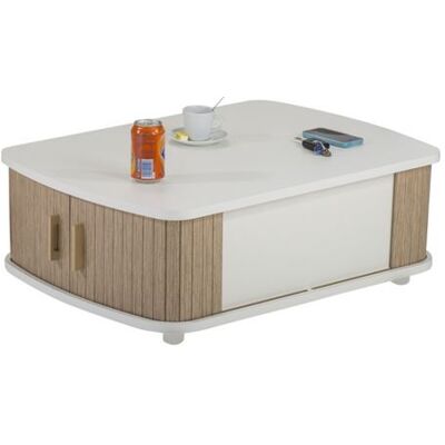 Non communiqué Table Basse Rectangle 80 cm Blanche - Chêne Naturel - L 80 x l 57 x H 28.2 cm Blanc - Publicité Non communiqué Table Basse Rectangle 80 cm Blanche - Chêne Naturel - L 80 x l 57 x H 28.2 cm Blanc - Publicité
