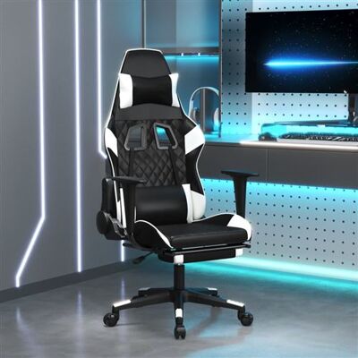 Non communiqué vidaXL Chaise de jeu de massage avec repose-pied Noir&Blanc Similicuir Blanc - Publicité Non communiqué vidaXL Chaise de jeu de massage avec repose-pied Noir&Blanc Similicuir Blanc - Publicité