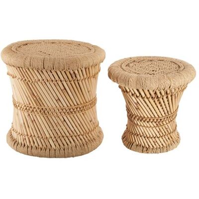Atmosphera - 2 Tables gigognes en bambou et corde Nomade - Diam. 30/38 cm - Marron Marron - Publicité Atmosphera - 2 Tables gigognes en bambou et corde Nomade - Diam. 30/38 cm - Marron Marron - Publicité