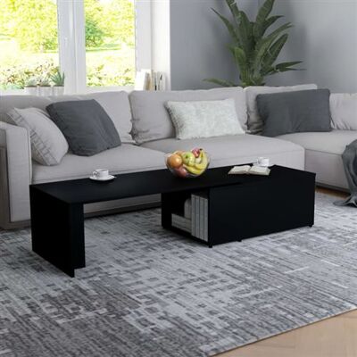 Table basse noire vidaXL en bois contreplaqué 150x50x35 cm - Publicité Table basse noire vidaXL en bois contreplaqué 150x50x35 cm - Publicité