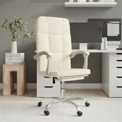 Chaise de bureau avec fonction inclinable vidaXL en simil cuir crème - Chaise de bureau - Publicité Chaise de bureau avec fonction inclinable vidaXL en simil cuir crème - Chaise de bureau - Publicité