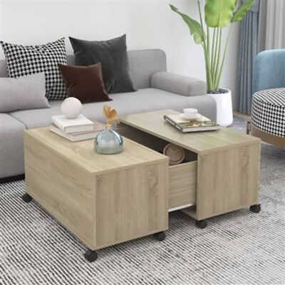 Table basse vidaXL Chêne Sonoma - Résistante, Rangement extensible - Publicité Table basse vidaXL Chêne Sonoma - Résistante, Rangement extensible - Publicité