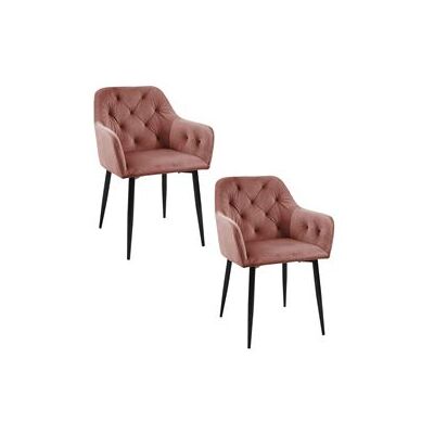 Non communiqué Lot de 2 chaises matelassées de salle à manger en velours AKORD SJ.030 Rose Rose - Publicité Non communiqué Lot de 2 chaises matelassées de salle à manger en velours AKORD SJ.030 Rose Rose - Publicité
