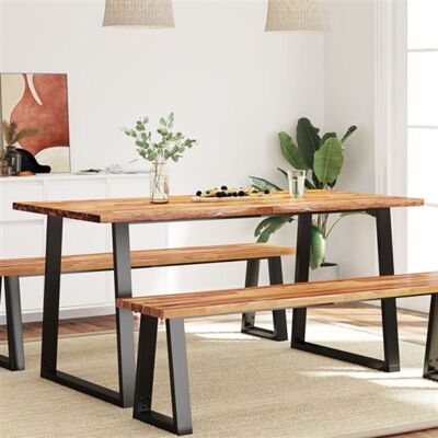 Non communiqué Table à manger 160x80x75 cm bois d acacia solide à bord vif marron - Publicité Non communiqué Table à manger 160x80x75 cm bois d acacia solide à bord vif marron - Publicité