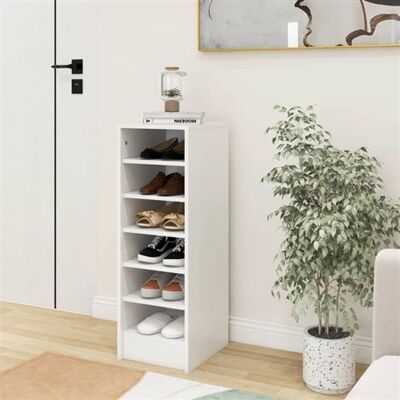 vidaXL Armoire à chaussures blanche - 6 compartiments - Montage mural ou au sol - 31,5x35x90 cm - Rangement chaussures - Publicité vidaXL Armoire à chaussures blanche - 6 compartiments - Montage mural ou au sol - 31,5x35x90 cm - Rangement chaussures - Publicité