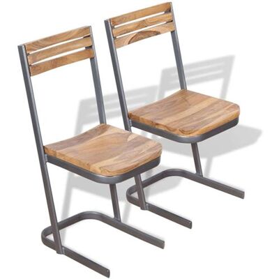 Ensemble de 2 chaises en teck massif vidaXL - Moderne marron - Publicité Ensemble de 2 chaises en teck massif vidaXL - Moderne marron - Publicité