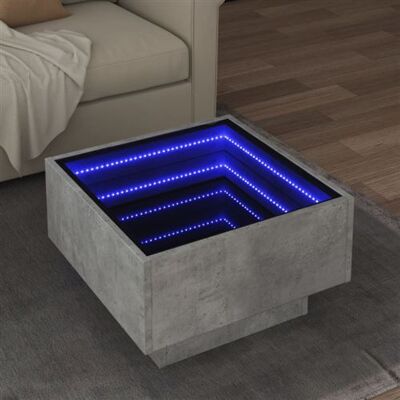 Table d'appoint vidaXL gris béton avec LED 50x50x30cm - Publicité Table d'appoint vidaXL gris béton avec LED 50x50x30cm - Publicité