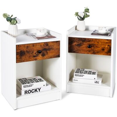 Non communiqué lot de 2 tables GIANTEX de chevet avec tiroir de rangement et compartiment ouvert en bois 43 x 40 x 60 cm (L x l x H) blanc Blanc - Publicité Non communiqué lot de 2 tables GIANTEX de chevet avec tiroir de rangement et compartiment ouvert en bois 43 x 40 x 60 cm (L x l x H) blanc Blanc - Publicité