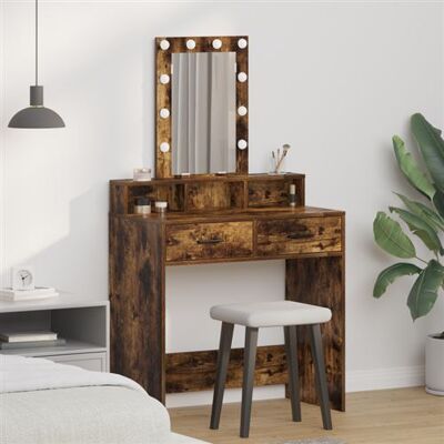 vidaXL Miroir et Coiffeuse en bois composite de chêne fumé - Miroir et Coiffeuse - Publicité vidaXL Miroir et Coiffeuse en bois composite de chêne fumé - Miroir et Coiffeuse - Publicité