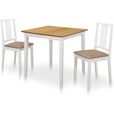 Ensemble de Table à Manger Extensible vidaXL - Blanc & Marron - 3 pièces - Publicité Ensemble de Table à Manger Extensible vidaXL - Blanc & Marron - 3 pièces - Publicité