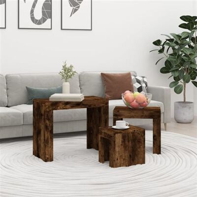 Non communiqué Tables basses gigognes 3 pcs Chêne fumé Bois d ingénierie Marron - Publicité Non communiqué Tables basses gigognes 3 pcs Chêne fumé Bois d ingénierie Marron - Publicité