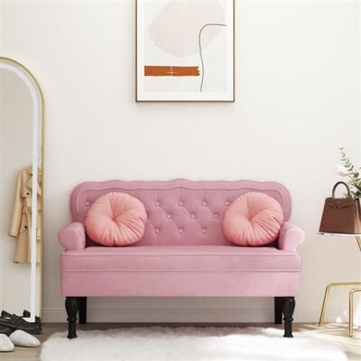 Non communiqué Banc avec dossier rose 119,5x64,5x75 cm velours Rose - Publicité Non communiqué Banc avec dossier rose 119,5x64,5x75 cm velours Rose - Publicité