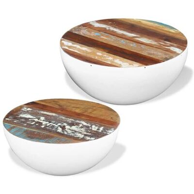 vidaXL Ensemble de deux tables basses en bois recyclé forme de bol - Blanc - Publicité vidaXL Ensemble de deux tables basses en bois recyclé forme de bol - Blanc - Publicité