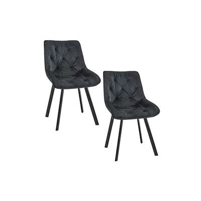 Non communiqué Lot de 2 chaises matelassées de salle à manger en velours AKORD SJ.33 Noir Noir - Publicité Non communiqué Lot de 2 chaises matelassées de salle à manger en velours AKORD SJ.33 Noir Noir - Publicité