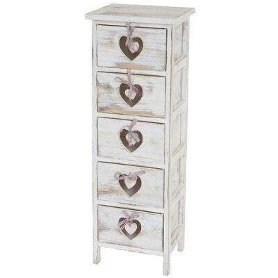 Générique Table d'appoint Forli 5 tiroirs 86x29x25cm shabby vintage blanc Blanc - Publicité Générique Table d'appoint Forli 5 tiroirs 86x29x25cm shabby vintage blanc Blanc - Publicité