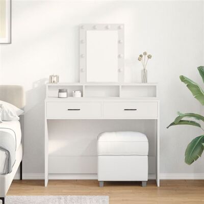 Coiffeuse en MDF blanche Vidaxl - Design moderne et grand rangement - Publicité Coiffeuse en MDF blanche Vidaxl - Design moderne et grand rangement - Publicité
