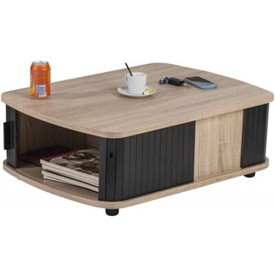 Non communiqué Table Basse Rectangle 80 cm Chêne - Noir - L 80 x l 57 x H 28.2 cm marron - Publicité Non communiqué Table Basse Rectangle 80 cm Chêne - Noir - L 80 x l 57 x H 28.2 cm marron - Publicité