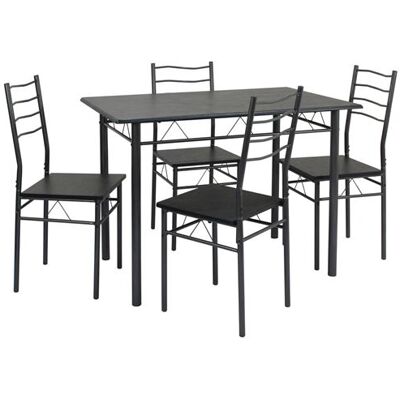 Non communiqué Ensemble de Table et 4 chaises Lima pour Salle à Manger Noir/Gris Noir - Publicité Non communiqué Ensemble de Table et 4 chaises Lima pour Salle à Manger Noir/Gris Noir - Publicité