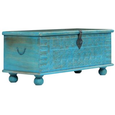 Non communiqué Coffre de rangement Bois de manguier massif 100x40x41 cm Bleu Bleu - Publicité Non communiqué Coffre de rangement Bois de manguier massif 100x40x41 cm Bleu Bleu - Publicité