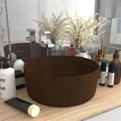 vidaXL Lavabo Rond de Luxe Marron Foncé Céramique - Lavabo - Publicité vidaXL Lavabo Rond de Luxe Marron Foncé Céramique - Lavabo - Publicité