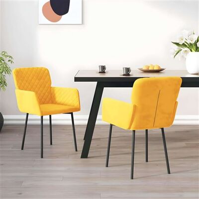 Chaises de salle à manger en velours jaune - Chaises - Publicité Chaises de salle à manger en velours jaune - Chaises - Publicité