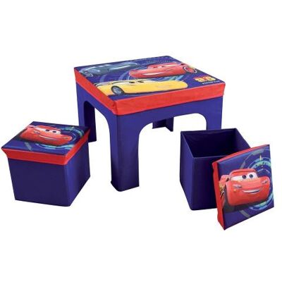 Table avec 2 tabourets de rangement Cars 3 Fun House Multicolore - Publicité Table avec 2 tabourets de rangement Cars 3 Fun House Multicolore - Publicité