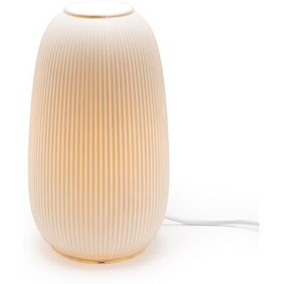 Lampe en porcelaine rayée Amadeus - 24cm - Blanc - Éclairage Élégant - Publicité Lampe en porcelaine rayée Amadeus - 24cm - Blanc - Éclairage Élégant - Publicité
